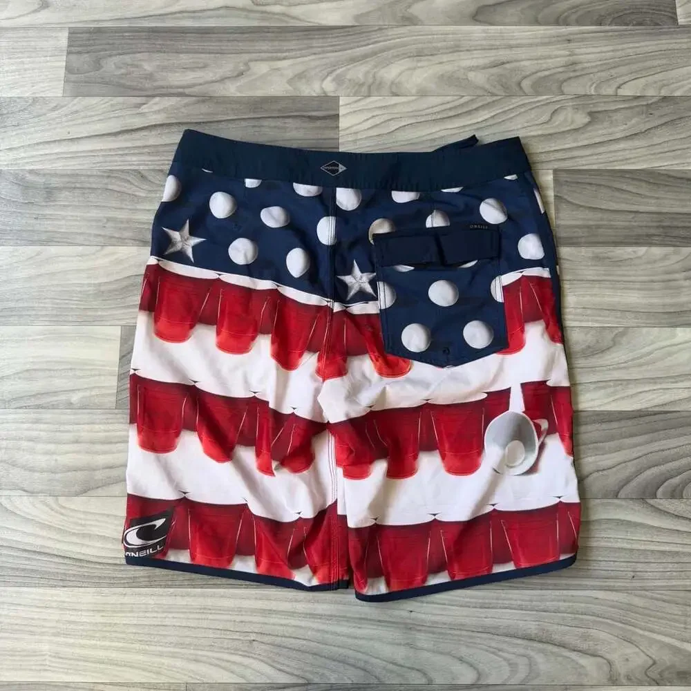 O'Neill Hyperfreak Beer Pong Graphic Board Shorts Size 32